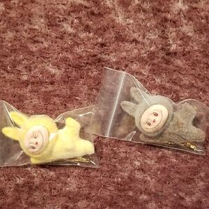 Girl's Yellow and Gray Labubu Hair berettes/ Clips New